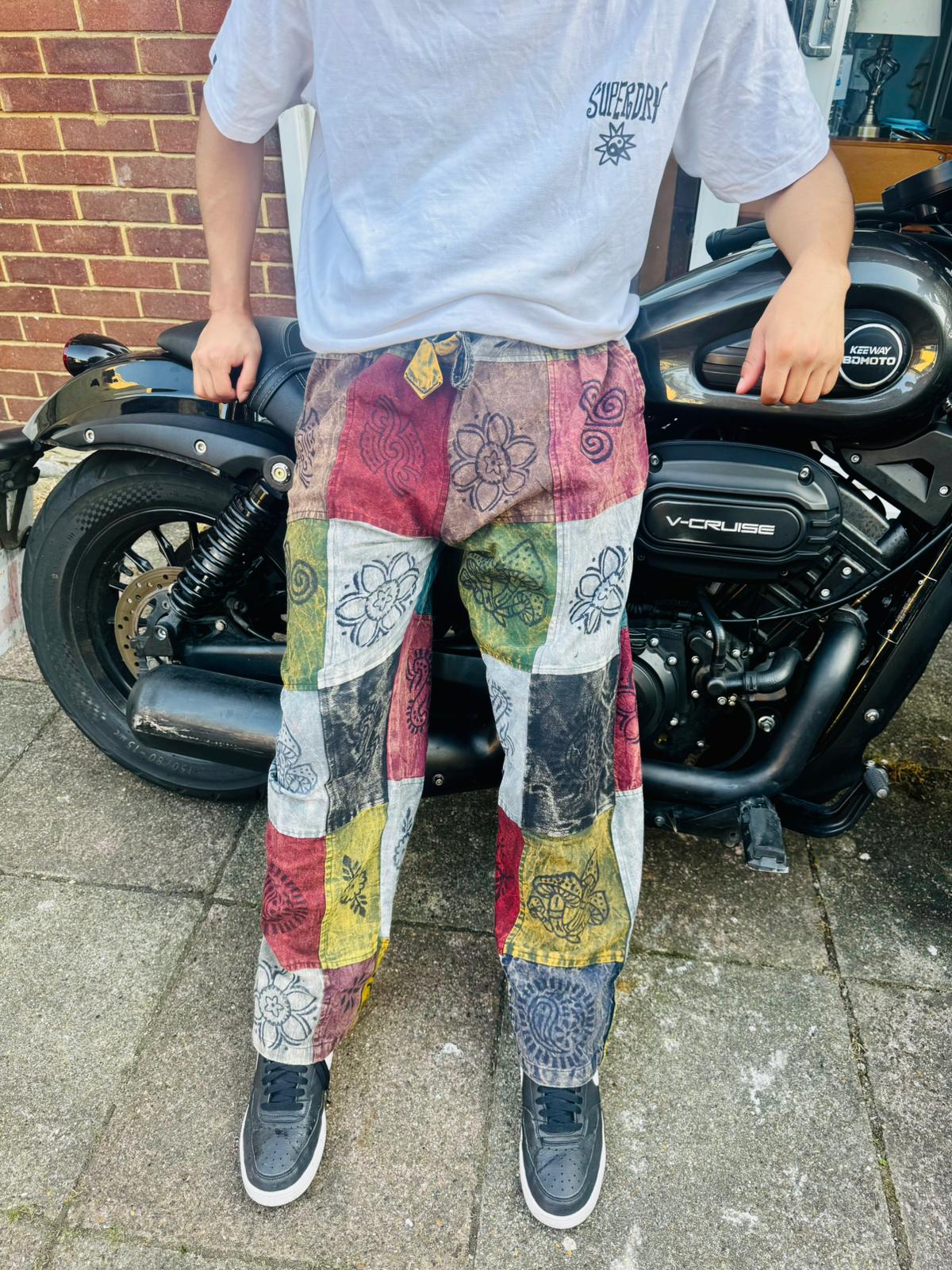 Cotton Patchwork Unisex Trouser