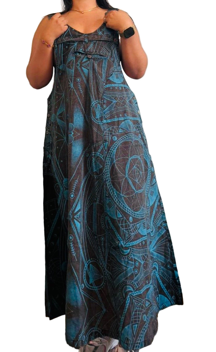 🌿 Boho Cotton Sleeveless Maxi Dress – Handmade in Nepal