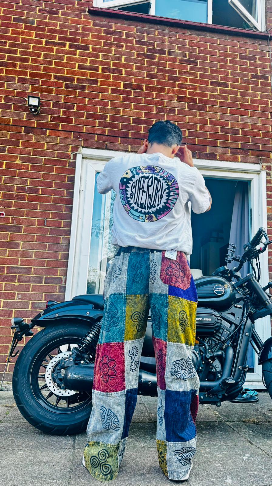 Cotton Patchwork Unisex Trouser