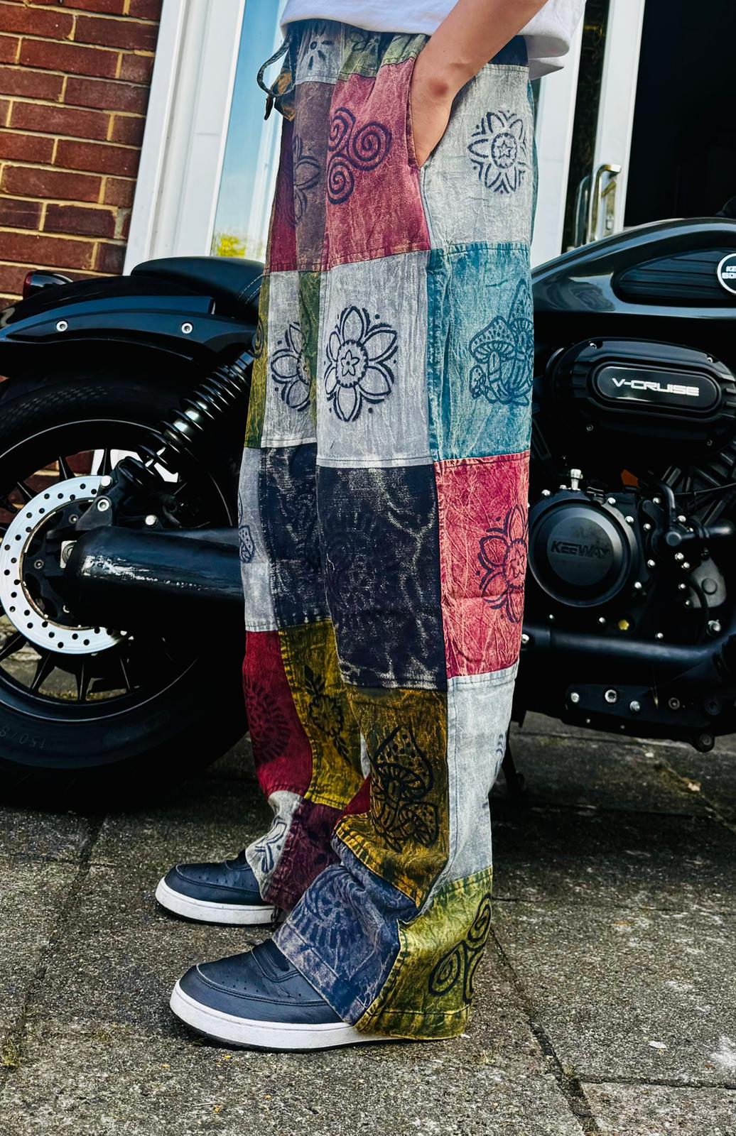 Cotton Patchwork Unisex Trouser