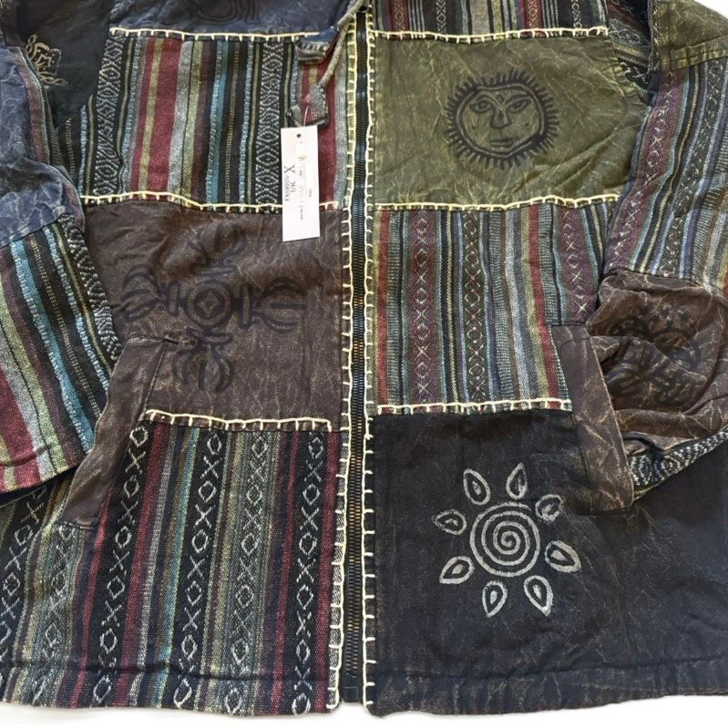 Handmade Patchwork Cotton Hoodie Jacket – Fleece Lined | Made in Nepal