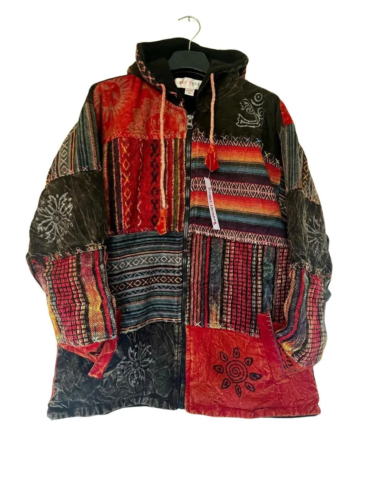 Handmade Patchwork Cotton Hoodie Jacket – Fleece Lined | Made in Nepal