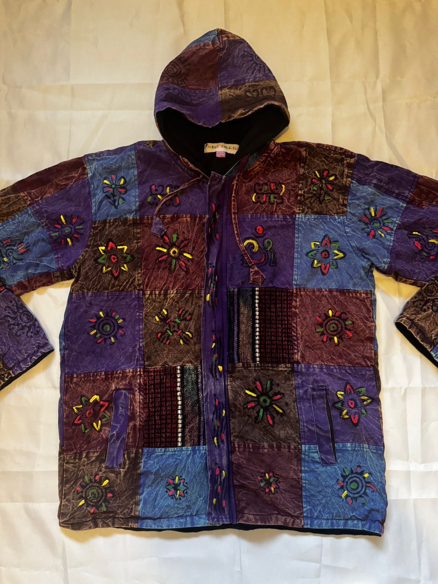 Handmade Patchwork Cotton Hoodie Jacket – Fleece Lined | Made in Nepal