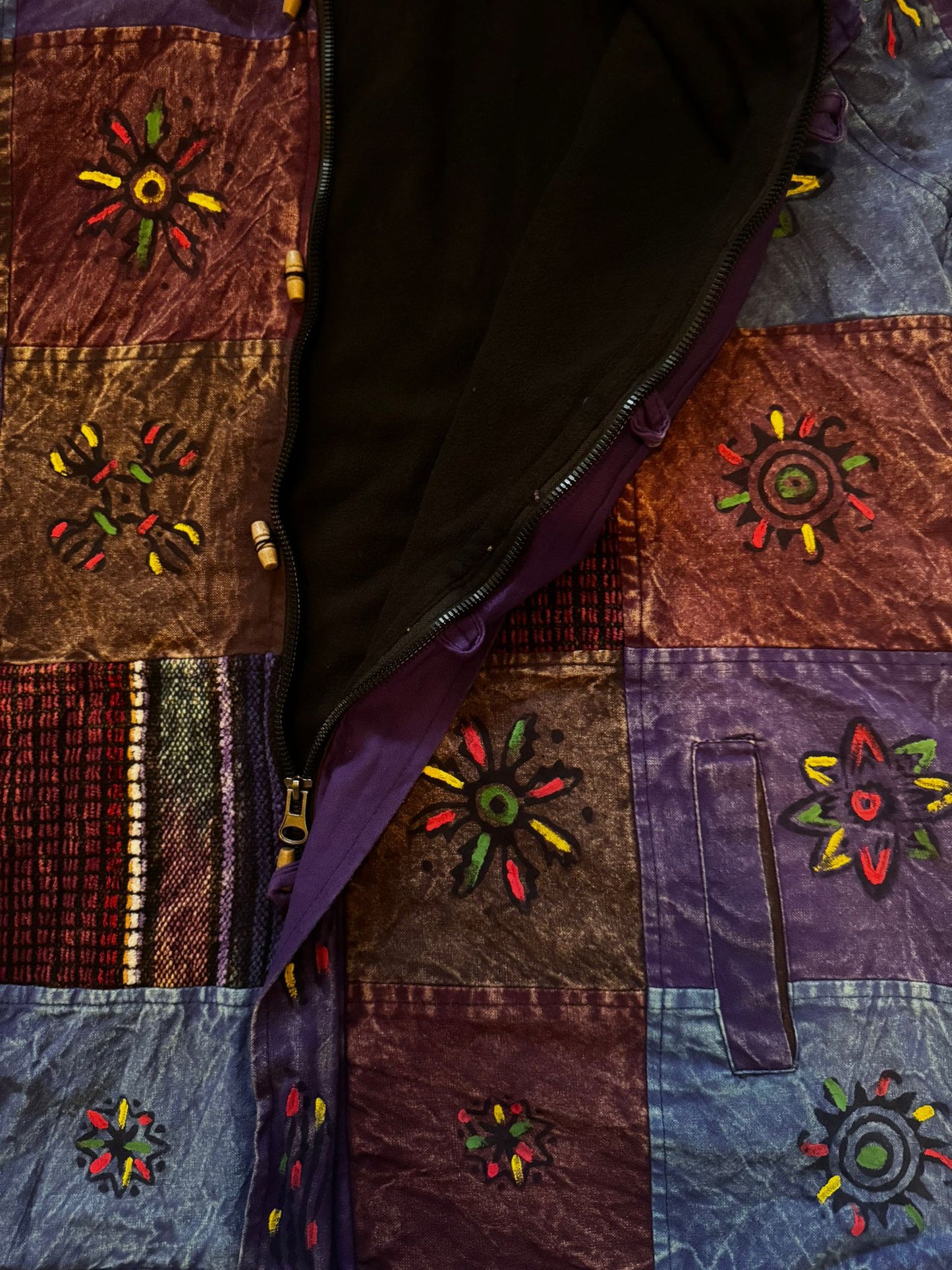 Handmade Patchwork Cotton Hoodie Jacket – Fleece Lined | Made in Nepal