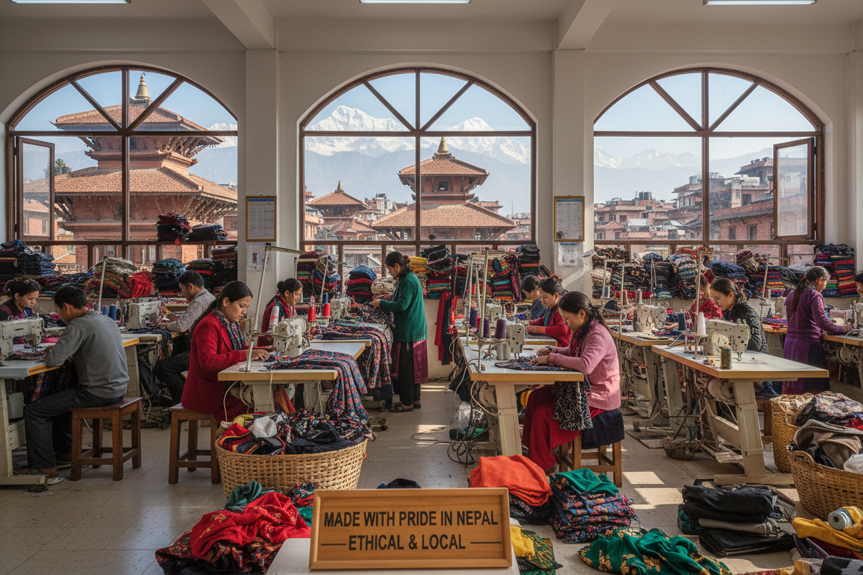 Nepal local factory making clothes . 